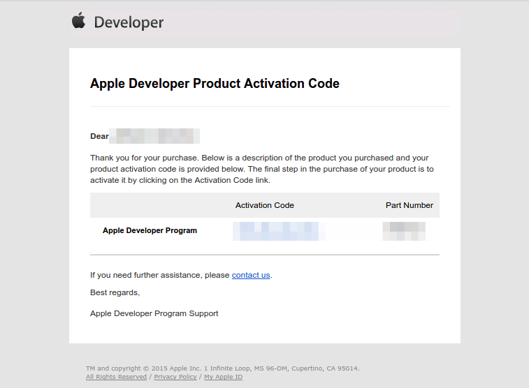 Você também receberá um código de ativaçao de produtos Apple