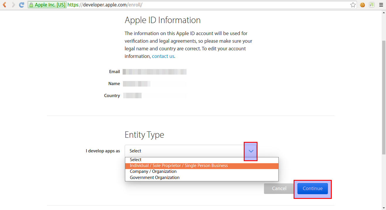 On this screen you can choose to register individually or as a company, note that when selecting the company option the process is a little longer.