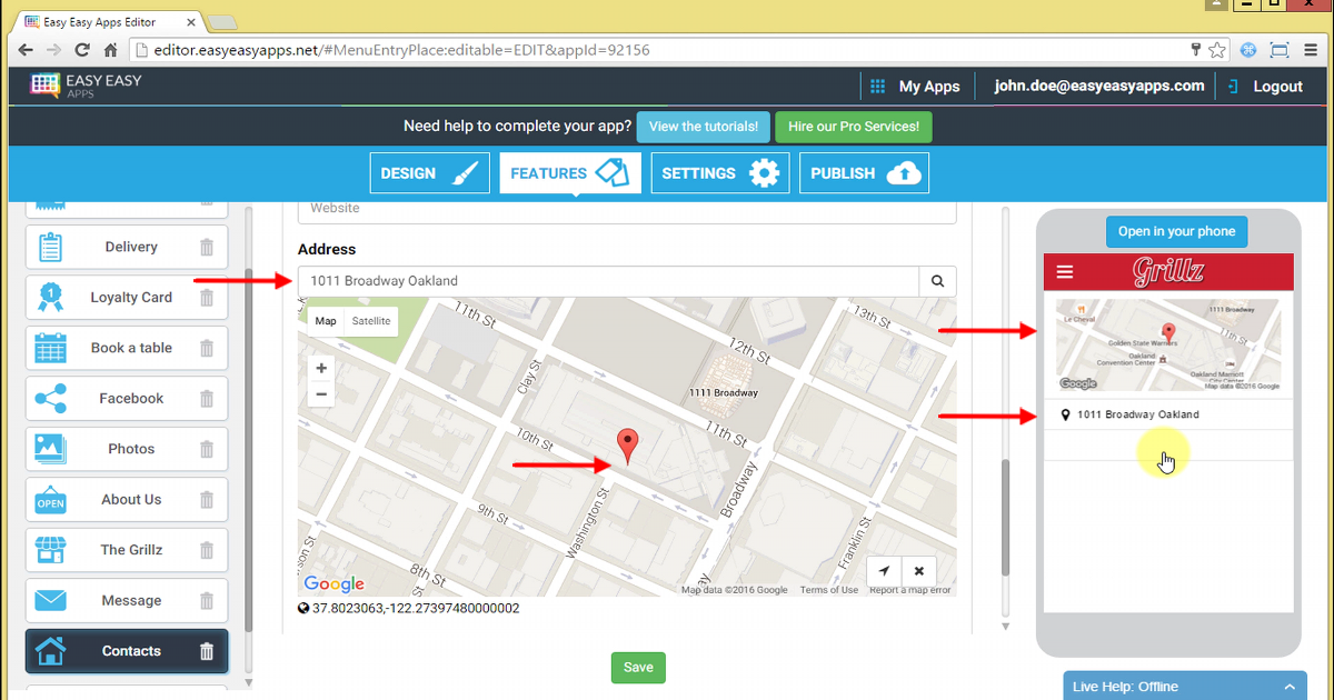 The calculation of your position on the map is done automatically depending on the address you entered.