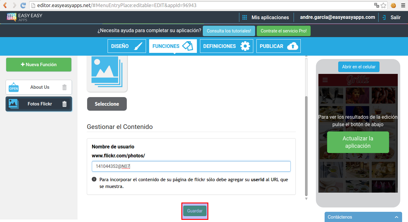 Presione el botón “Guardar” para estar seguro de que su información fue actualizada.