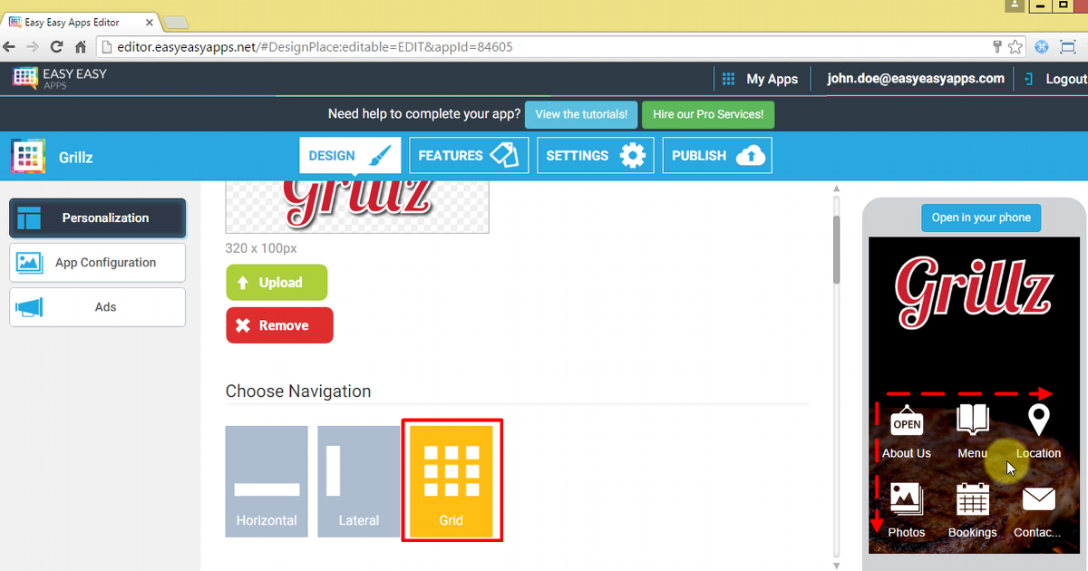 In the Grid Navigation, the order is from left to right and from top to bottom.