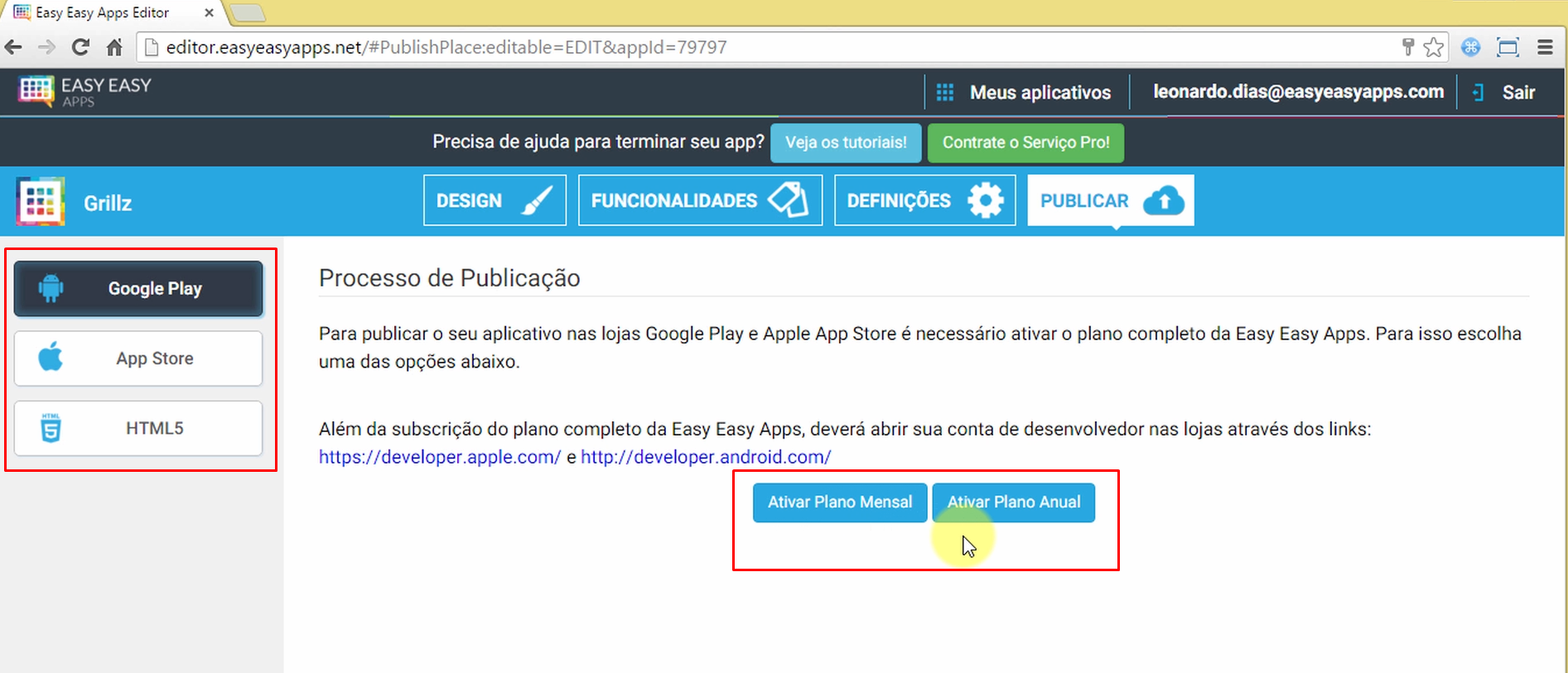 Publicar aplicativo na google play e app store