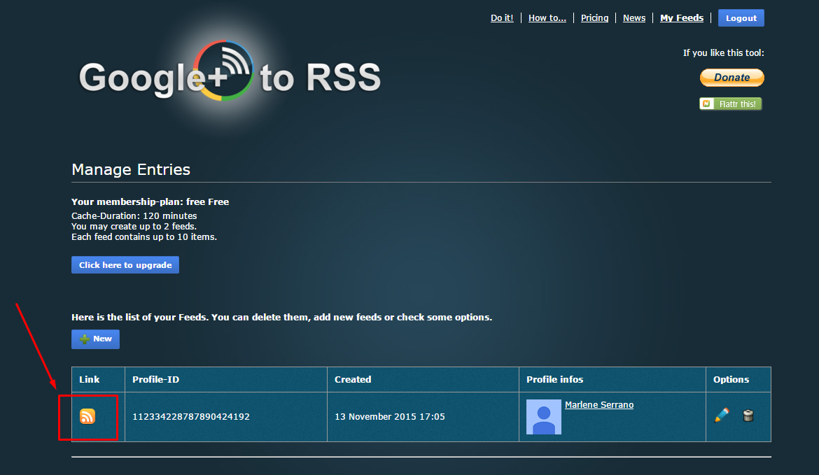 Lista de feeds RSS do Google+