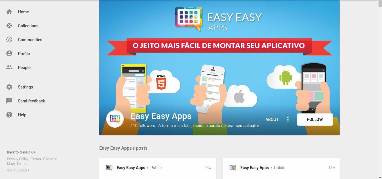 Página de Google Plus de Easy Easy Apps