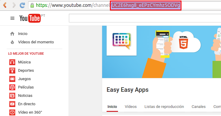 cómo copiar el ID del canal de Youtube